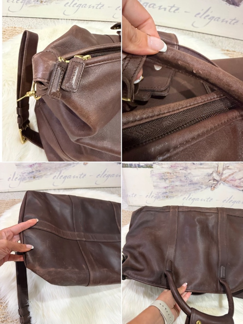 Vintage Coach Brown Leather Large Travel Weekender Duffle Bag Style 0502 - Picture 13 of 16